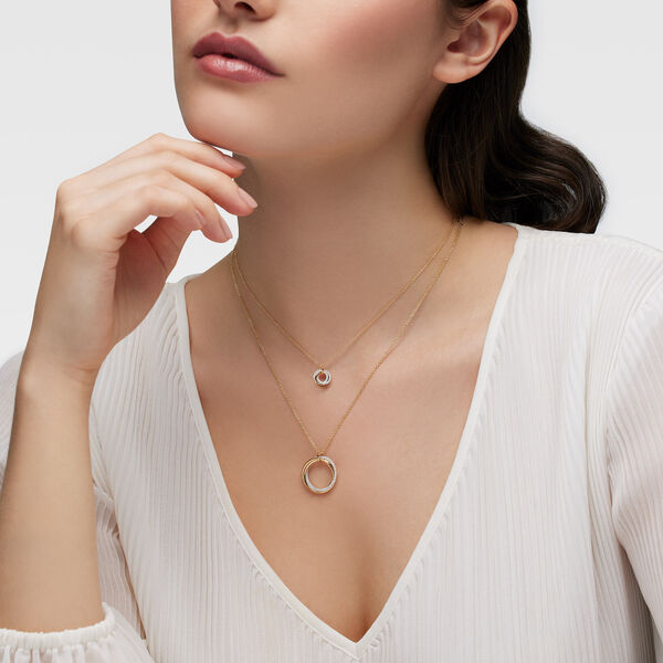 Yellow Gold Circle Pendant Necklace, Large